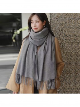 Premium Cashmere Feeling Solid Color Scarf W/ Tassels